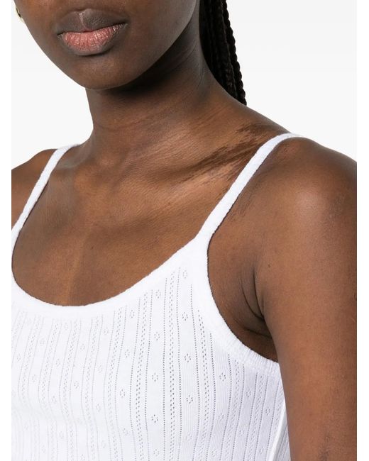 Sporty & Rich White Pointelle-Knit Camisole Top
