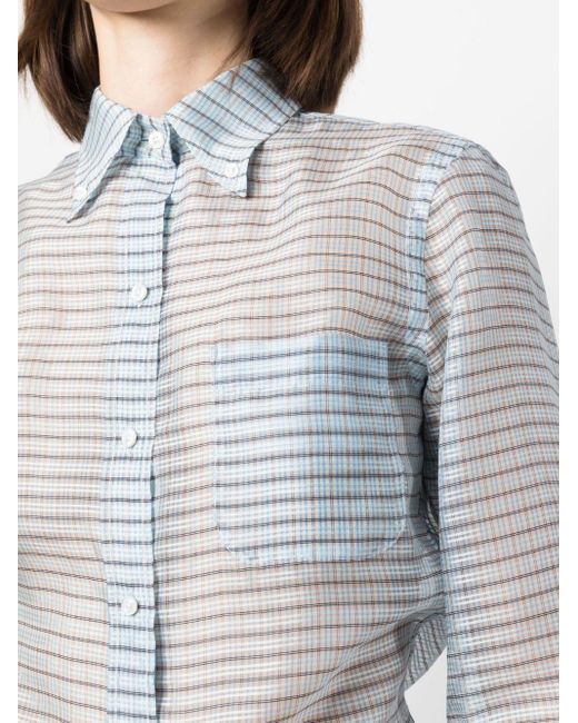 Thom Browne Blue Check-pattern Easy-fit Shirt