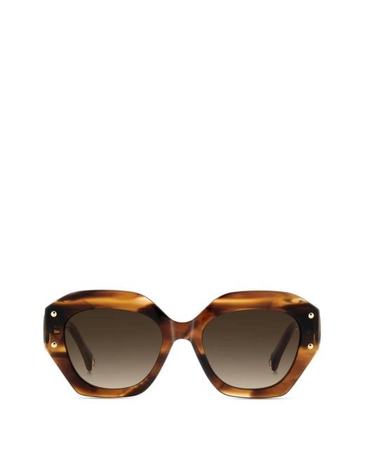 Carolina Herrera Brown Geometric-Frame Sunglasses