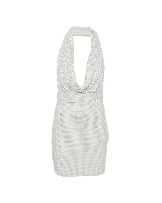 Twentyfourhaitch White Halterneck Mini Dress