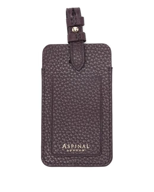 Aspinal Purple Leather Luggage Tag for men