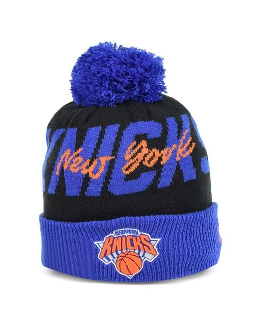 KTZ Blue New York Knicks Cuffed Pom-Pom Beanie Hat for men