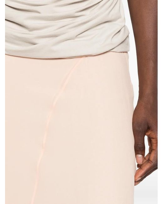 Mugler Pink Sheer Panelling Flared Midi Skirt