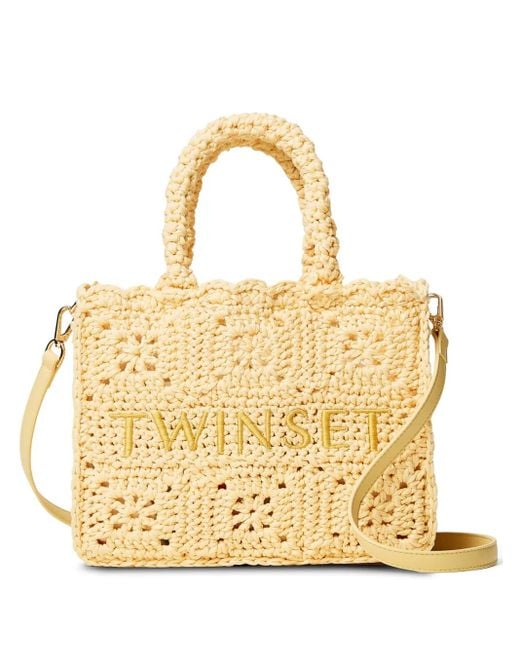 Twinset Gehaakte Shopper in het Metallic