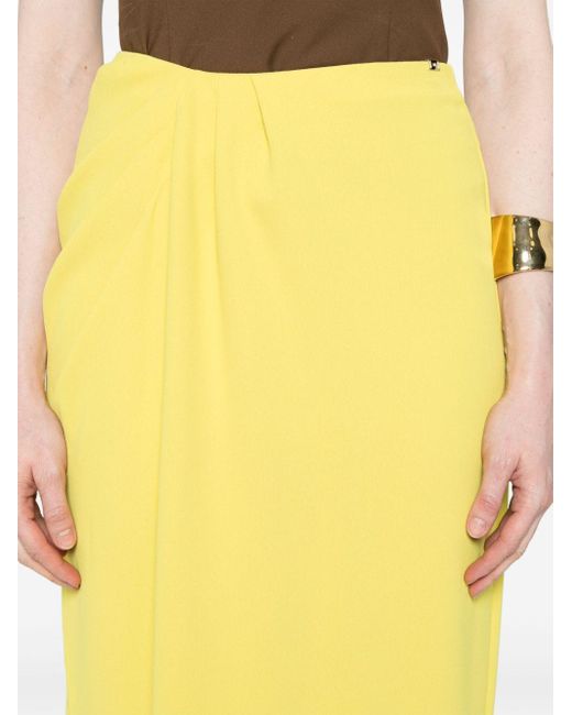 Elisabetta Franchi Yellow Drape-detail Maxi Skirt