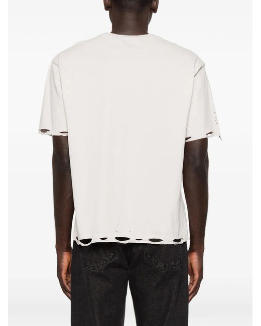 M I S B H V White Tour 99 Distressed Print-Detail T-Shirt