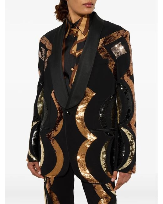 Emilio Pucci Black Collane Oversized Blazer Embroidered