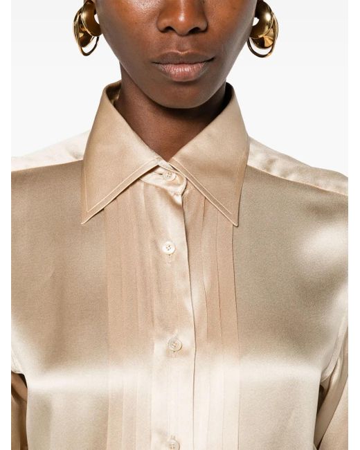 Tom Ford Natural Pintuck-Detail Silk Shirt
