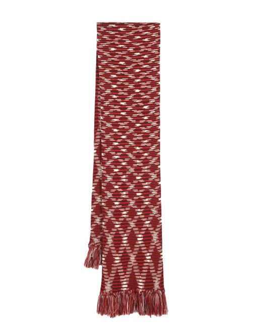 Missoni Red Intarsia-Knit Wool Scarf