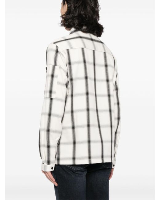HUGO Gray Check-print Cotton Bomber Jacket for men