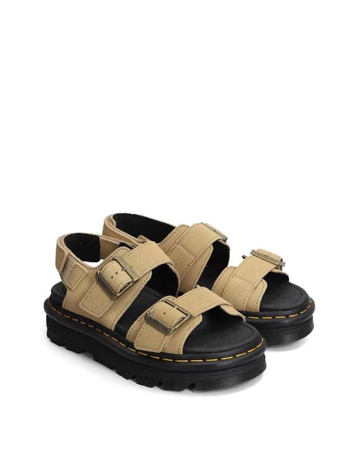 Dr. Martens White Suede Flat Sandals
