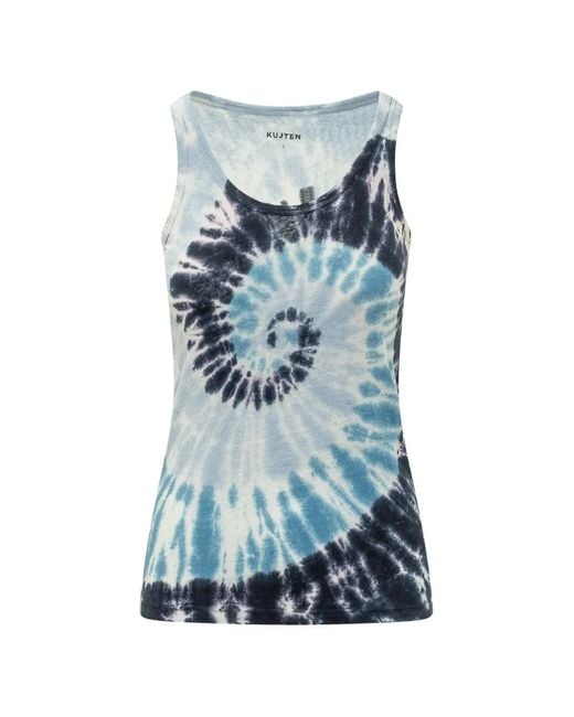 Kujten Blue Haut Sans Manches À Imprimé Tie Dye