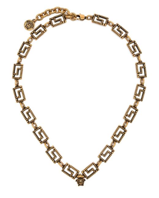 Versace Halskette mit Greca-Anhänger in Natural für Herren