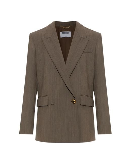 Moschino Brown Double-Breasted Heart-Button Blazer