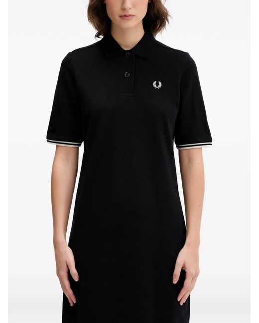 Fred Perry Black Cotton Midi Dress