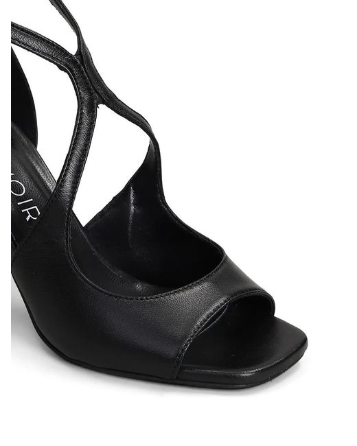 GISÉL MOIRÉ Black Kelly Double-Strap Sandals