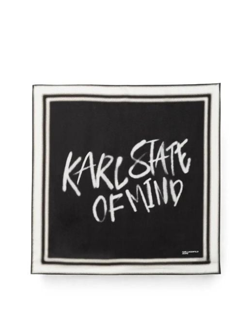 Karl Lagerfeld Black Graffiti-Print Square Scarf