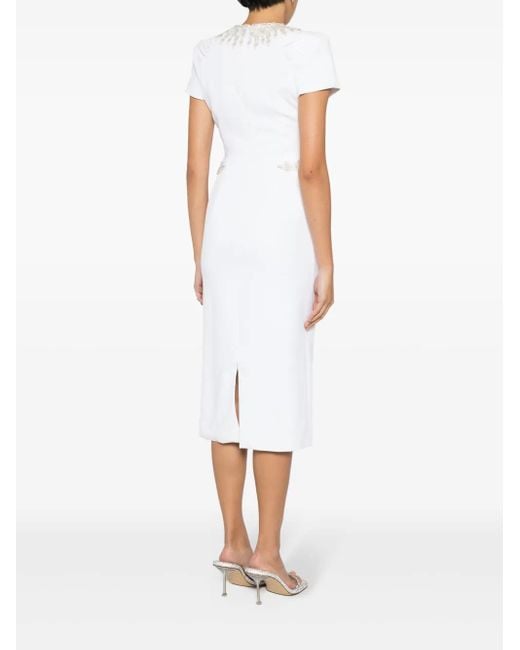 Jenny Packham White Ines Midikleid Mit Perlen