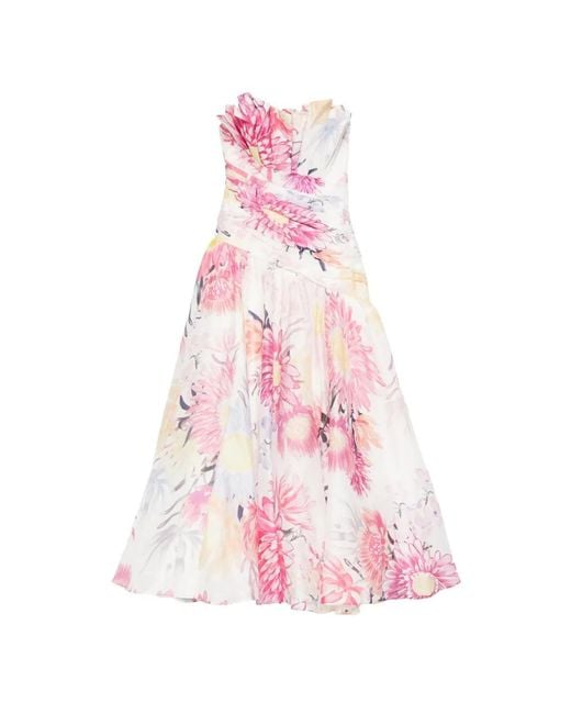 Aje. Pink Reflector Floral-Print Maxi Dress
