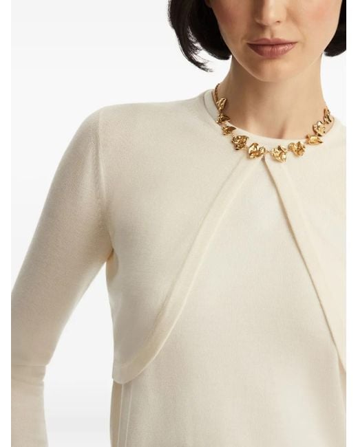 Oscar de la Renta White Three-Quarter Sleeves Bolero