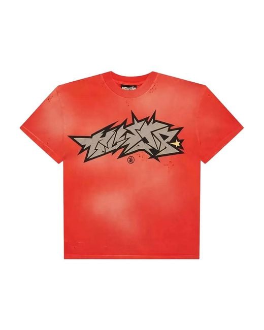 HELLSTAR Red Crack-Print Graphic T-Shirt for men