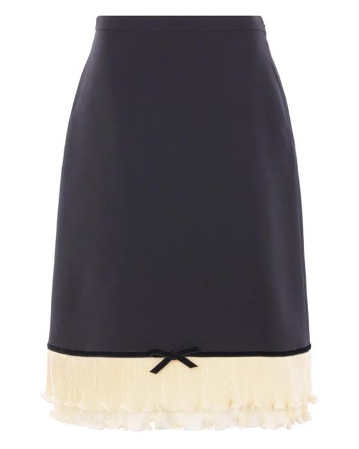 Valentino Garavani Blue Pleated-Trim Bow Skirt