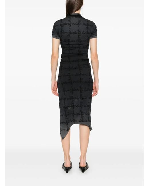Vivienne Westwood Black Midikleid mit Logo-Print