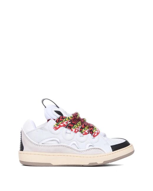 Lanvin White Curb Round-Toe Sneakers