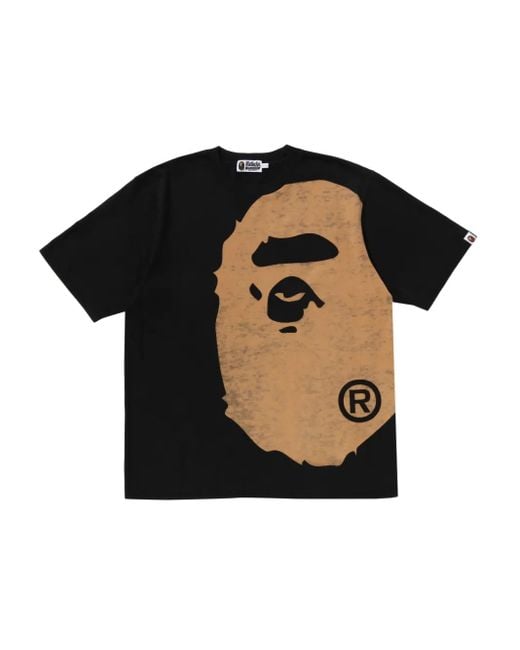 T-Shirt Con Grafica Ape Head di A Bathing Ape in Black da Uomo