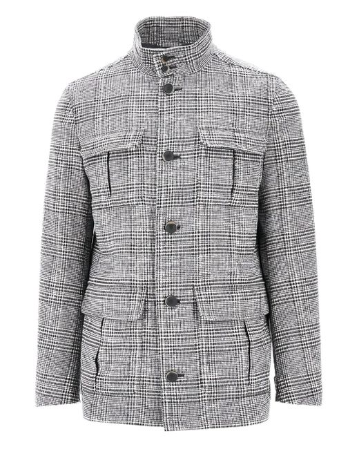 メンズ Herno チェック シングルコート Gray