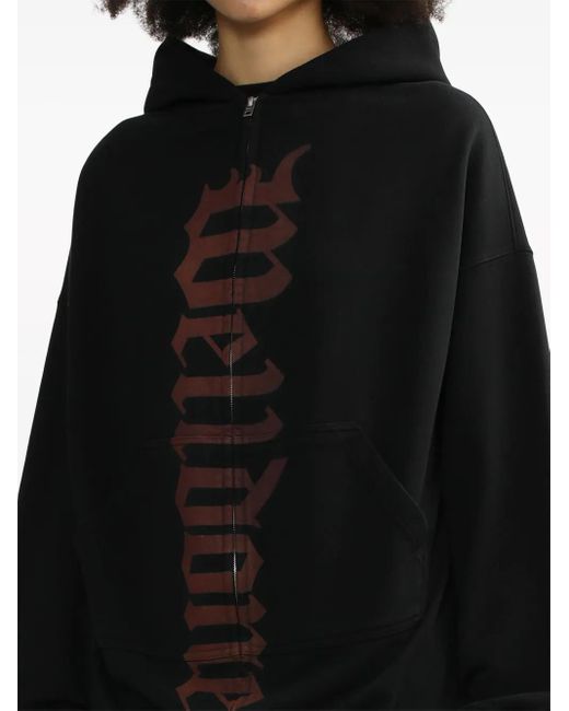 we11done Hoodie Met Logoprint En Rits in het Black