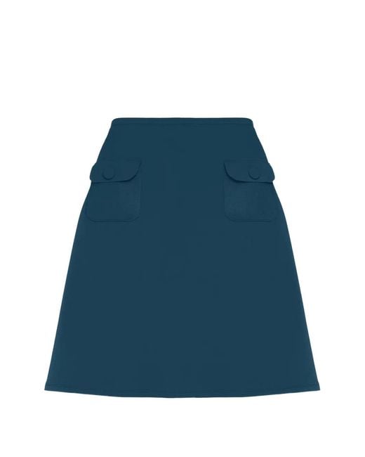 Eres Blue A-Line Midi Skirt
