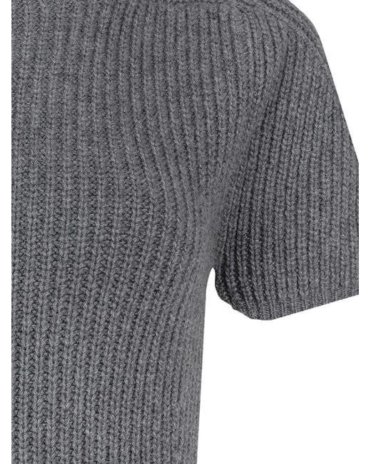 Magda Butrym Gray Turtle-Neck Ribbed Mini Dress