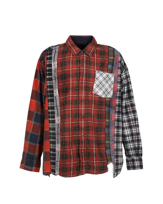 Needles Red Patchwork Shirt for men