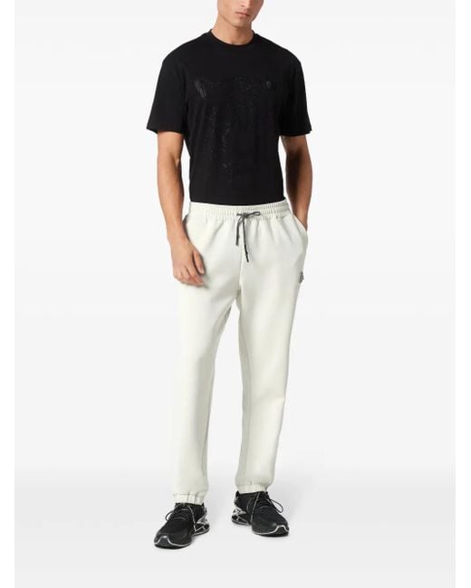 Philipp Plein White Logo-Patch Track Pants for men