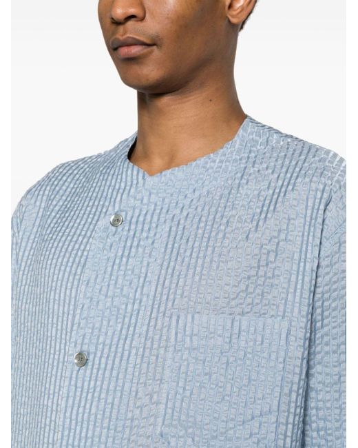 Chemise texturée à manches longues Giorgio Armani pour homme en coloris Blue