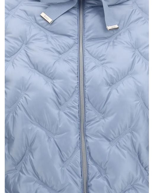 Herno Blue Midi Quilted High-Neck Jacket