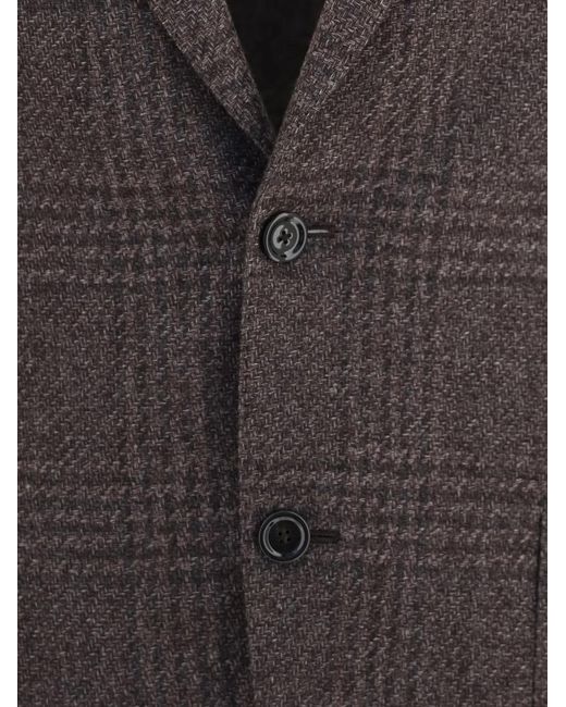 Lardini Brown Single-Breasted Checked Blazer for men