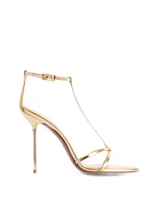 Paris Texas Metallic Lidia T-Strap Heeled Sandals