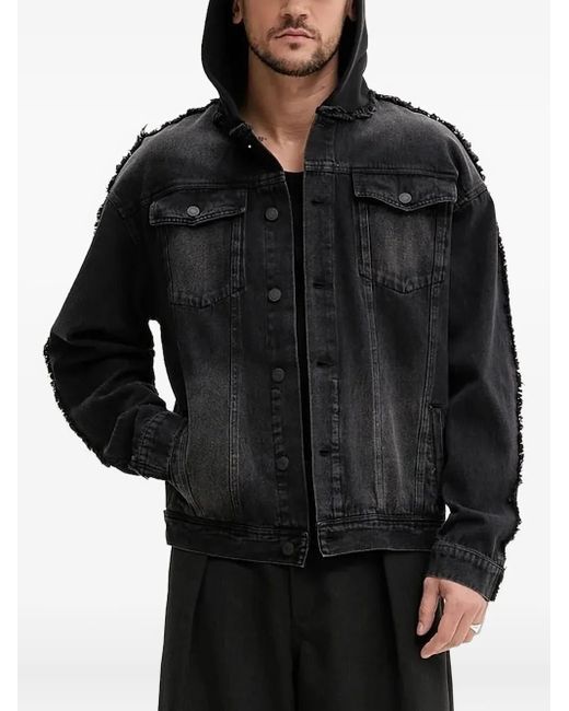Giacca Denim Con Cappuccio di Desigual in Black da Uomo
