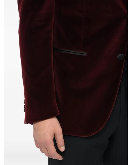 Corneliani Red Velour Single-Breasted Blazer for men