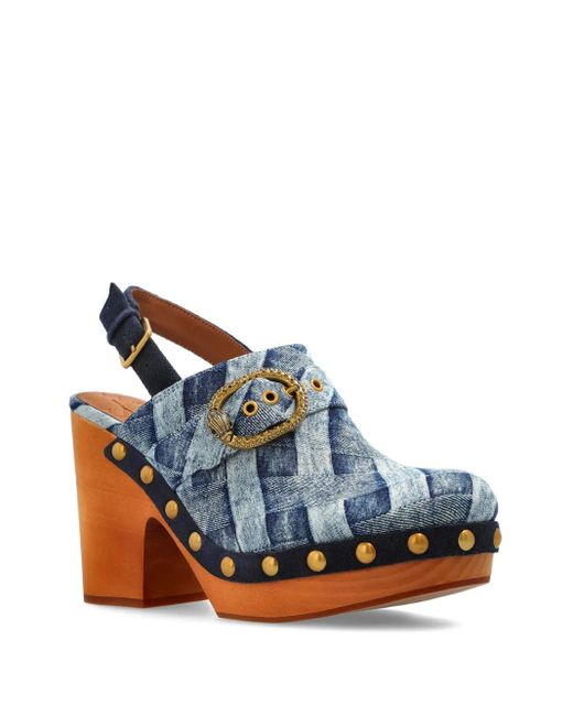 Kurt Geiger Blue 105Mm Mayfair Slingback Buckle Pumps