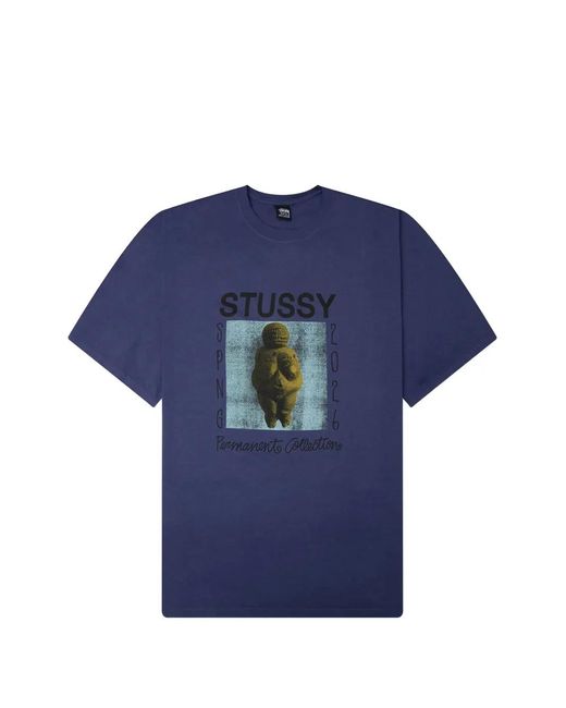 Stussy Blue Graphic-Print Cotton T-Shirt