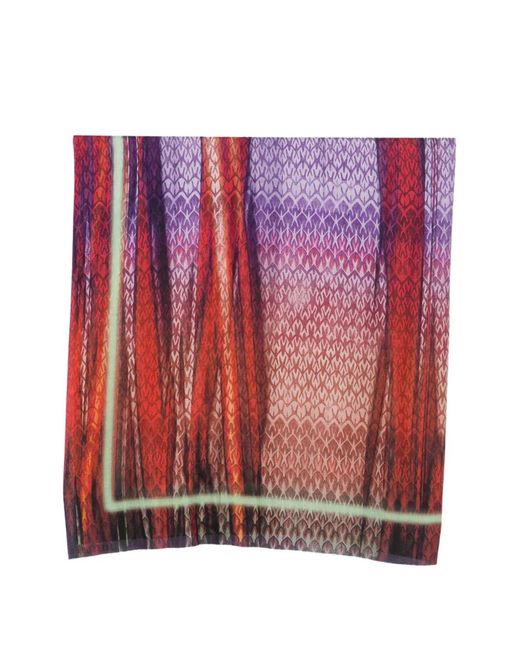 Missoni Red Zigzag-Print Frayed Scarf