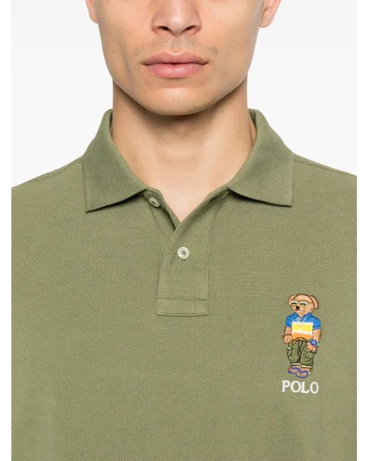Polo Ralph Lauren Green Piqué-Weave Polo Shirt for men