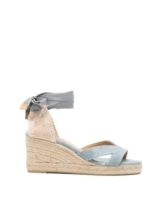 Castaner Natural Crossover Ribbon-Tie Espadrilles
