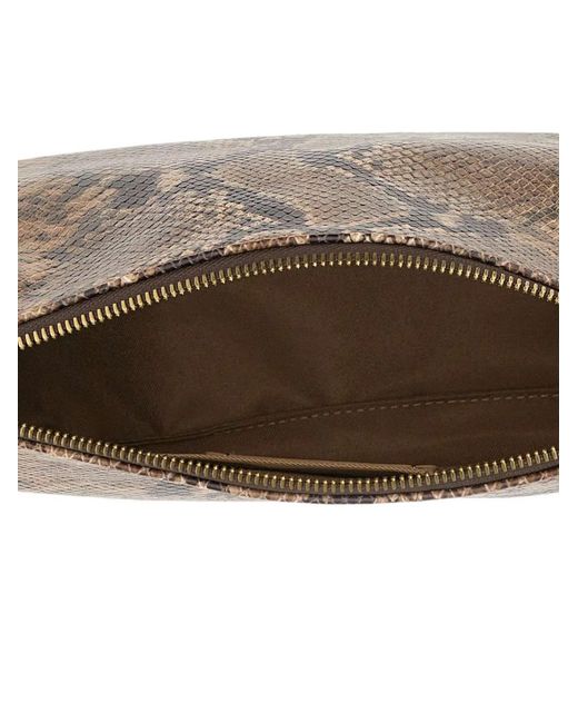 Gianni Chiarini Brown Nora Snake-Print Leather Clutch Bag