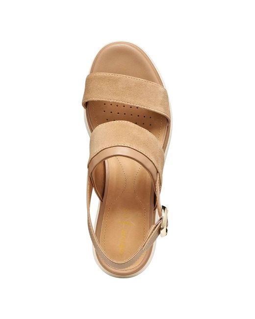 Geox Natural Suede-Panelled Platform Sandals