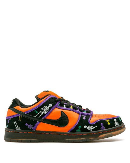 Nike Orange Dunk Low Premium Sb "día De Los Muertos" Sneakers