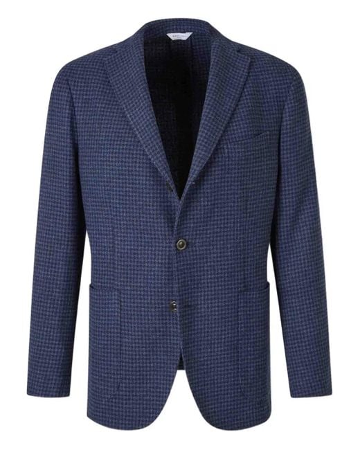 Boglioli Blue Notched Wool Jacket for men